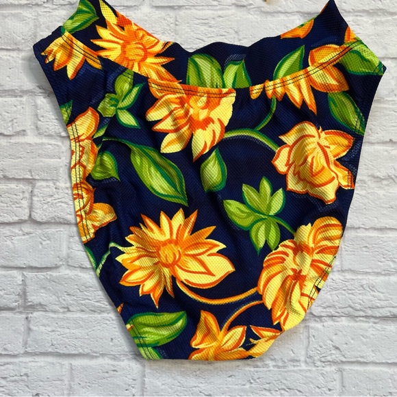 Sassafras Blue Yellow Orange Flowers Floral Vintage Bikini Size 12 / 14 Small - Picture 4 of 13